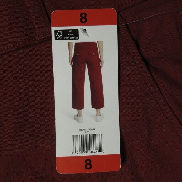 GLORIA VANDERBILT Wide Leg Tummy Control Crop Pants Sz 8 Red Rust Pull On NWT - Picture 2 of 12